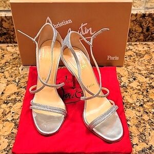 Beautiful & Very sexy Christian Louboutin GWYNITTA 100 GLITTER HEELS. EU 37.5